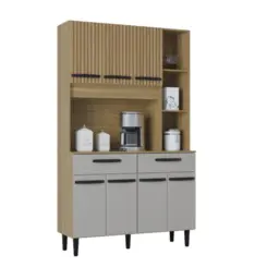 Kit Cozinha Malu com 07 Portas 02 Gavetas 651.48 Damasco Ripado/Off White - Poquema