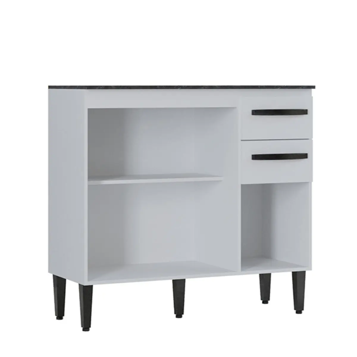 Balcão de Cozinha Isadora com 03 Portas 02 Gavetas 90cm 668.33 Branco - Poquema