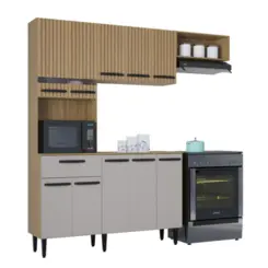 Cozinha Dora Conjugada com 10 Portas 01 Gaveta 680.48 Damasco Ripado/Off White - Poquema