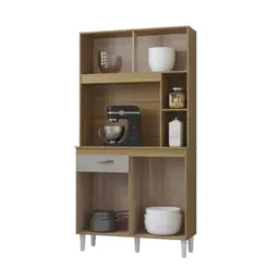 Kit Cozinha Duda com 04 Portas 01 Gavetas 881.48 Damasco Ripado/Off White - Poquema