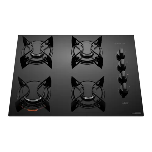 Cooktop 04 Bocas à Gás U Top Acendimento Automático Tampo de Vidro 300001515 Bivolt Preto - Atlas