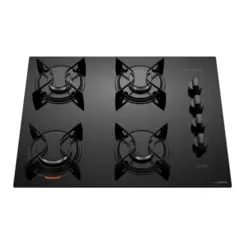 Cooktop 04 Bocas à Gás U Top Acendimento Automático Tampo de Vidro 300001515 Bivolt Preto - Atlas