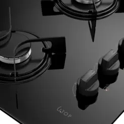 Cooktop 04 Bocas à Gás U Top Acendimento Automático Tampo de Vidro 300001515 Bivolt Preto - Atlas