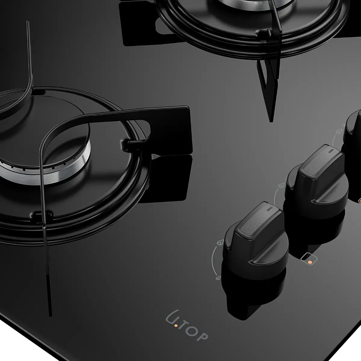 Cooktop 04 Bocas à Gás U Top Acendimento Automático Tampo de Vidro 300001515 Bivolt Preto - Atlas