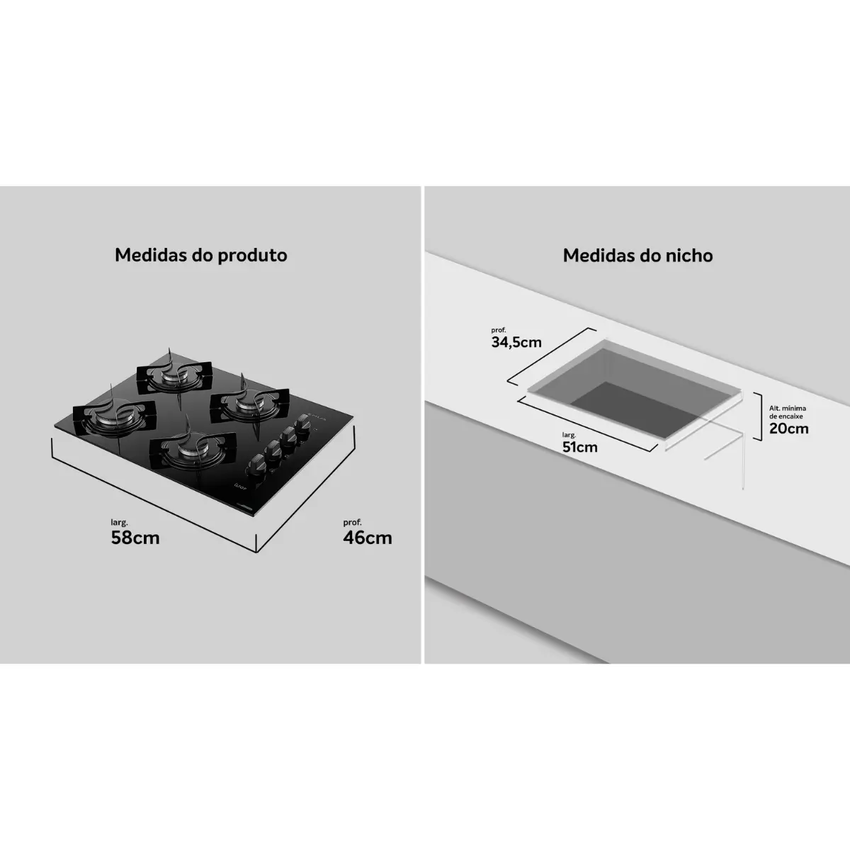 Cooktop 04 Bocas à Gás U Top Acendimento Automático Tampo de Vidro 300001515 Bivolt Preto - Atlas