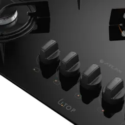 Cooktop 05 Bocas à Gás U Top Acendimento Automático Tampo de Vidro 300001330 Bivolt Preto - Atlas