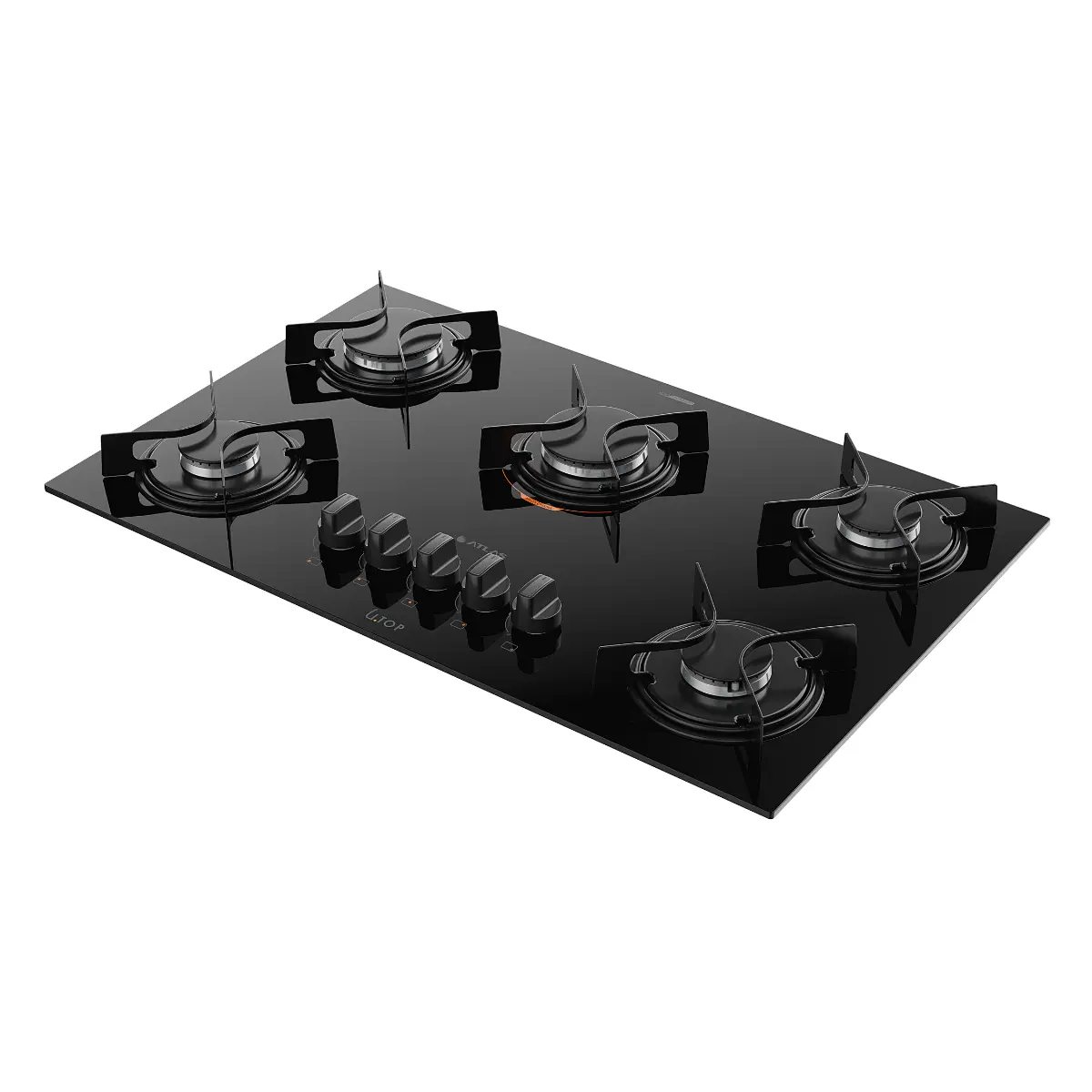 Cooktop 05 Bocas à Gás U Top Acendimento Automático Tampo de Vidro 300001330 Bivolt Preto - Atlas