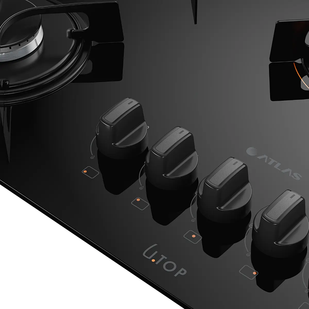 Cooktop 05 Bocas à Gás U Top Acendimento Automático Tampo de Vidro 300001330 Bivolt Preto - Atlas