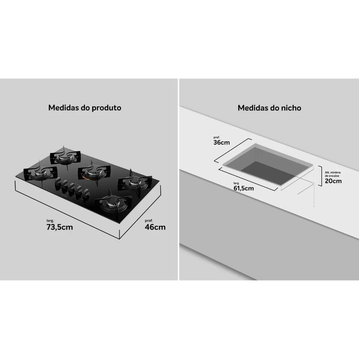 Cooktop 05 Bocas à Gás U Top Acendimento Automático Tampo de Vidro 300001330 Bivolt Preto - Atlas