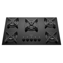 Cooktop 05 Bocas Bocas à Gás Supreme Acendimento Automático Tampo de Vidro 300001514 Bivolt Preto - Dako