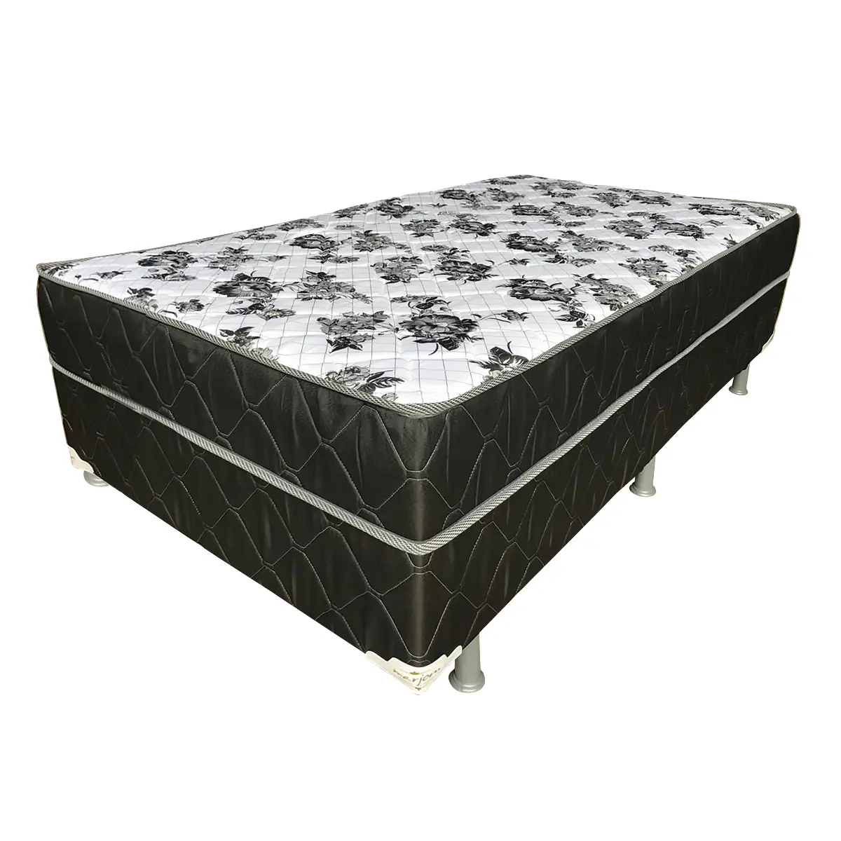 Cama Box Iara Premium Solteiro Conjugada D28 44X88X188 Branco/Mandala/Xadrez - Marjom