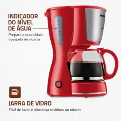 Cafeteira Elétrica Dolce Arome Jarra de Vidro Filtro Permanente C-35-18X 127v Vermelho - Mondial