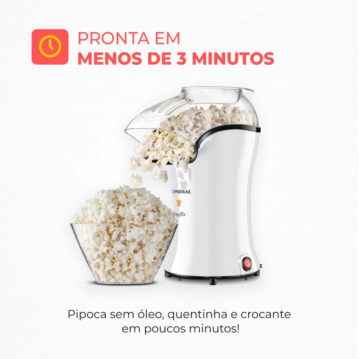 Pipoqueira Popflix Sem Óleo, Colher Dosadora PP-04 127v Branco - Mondial