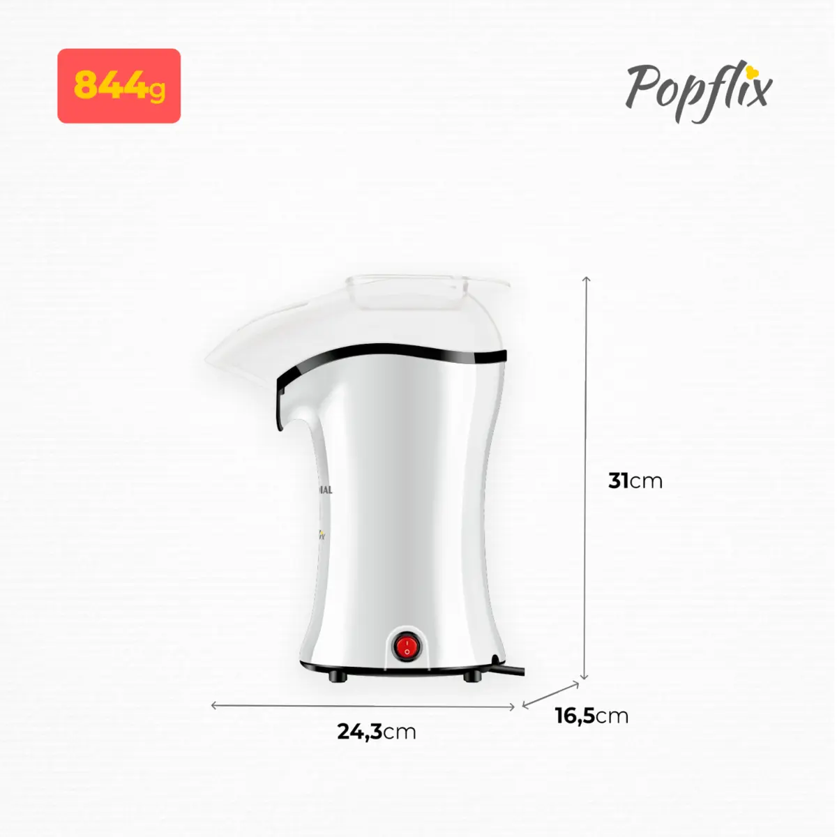 Pipoqueira Popflix Sem Óleo, Colher Dosadora PP-04 127v Branco - Mondial