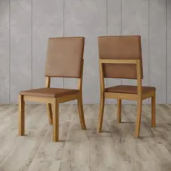 Conjunto de Mesa Vertice Redonda com 06 Cadeiras Milla Plus SE744-540 Nature/Off White/Corano Caramelo - Henn