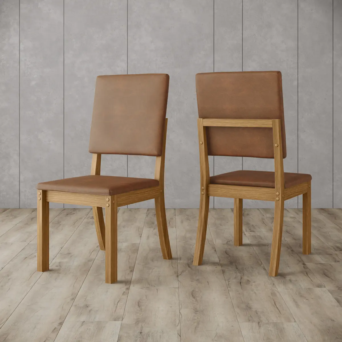 Conjunto de Mesa Vertice Redonda com 06 Cadeiras Milla Plus SE744-540 Nature/Off White/Corano Caramelo - Henn