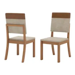 Conjunto de Mesa Vertice Redonda com 06 Cadeiras Milla Plus SE744-544 Nature/Off White/Corano Caramelo/Creme - Henn