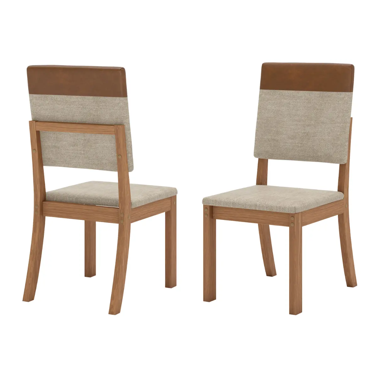 Conjunto de Mesa Vertice Redonda com 06 Cadeiras Milla Plus SE744-544 Nature/Off White/Corano Caramelo/Creme - Henn