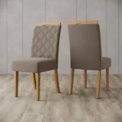 Conjunto de Mesa Lins com 06 Cadeiras Bella SE663-522 Nature/Off White/Marrom Amendôa - Henn