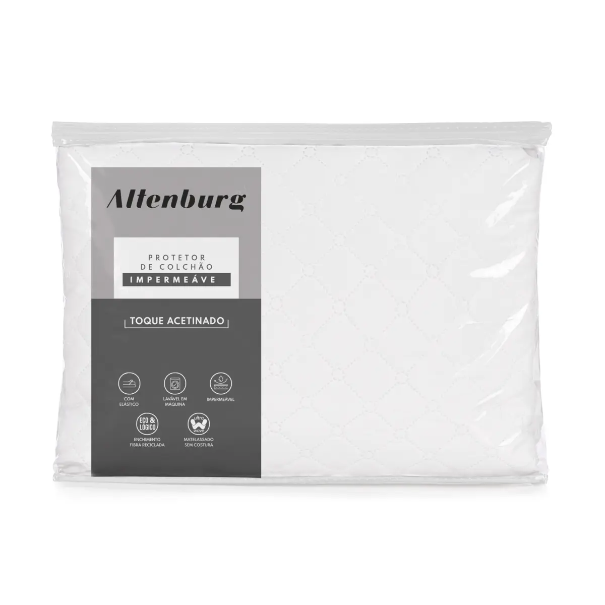 Protetor de Colchão com Elástico Impermeável Toque Acetinado 50X193X203 Branco - Altenburg