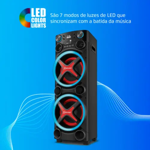 Torre de Som Amplificada Sound Rms Bluetooth, LED, 2200w TM-2200 Bivolt Preta - Mondial