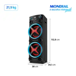 Torre de Som Amplificada Sound Rms Bluetooth, LED, 2200w TM-2200 Bivolt Preta - Mondial