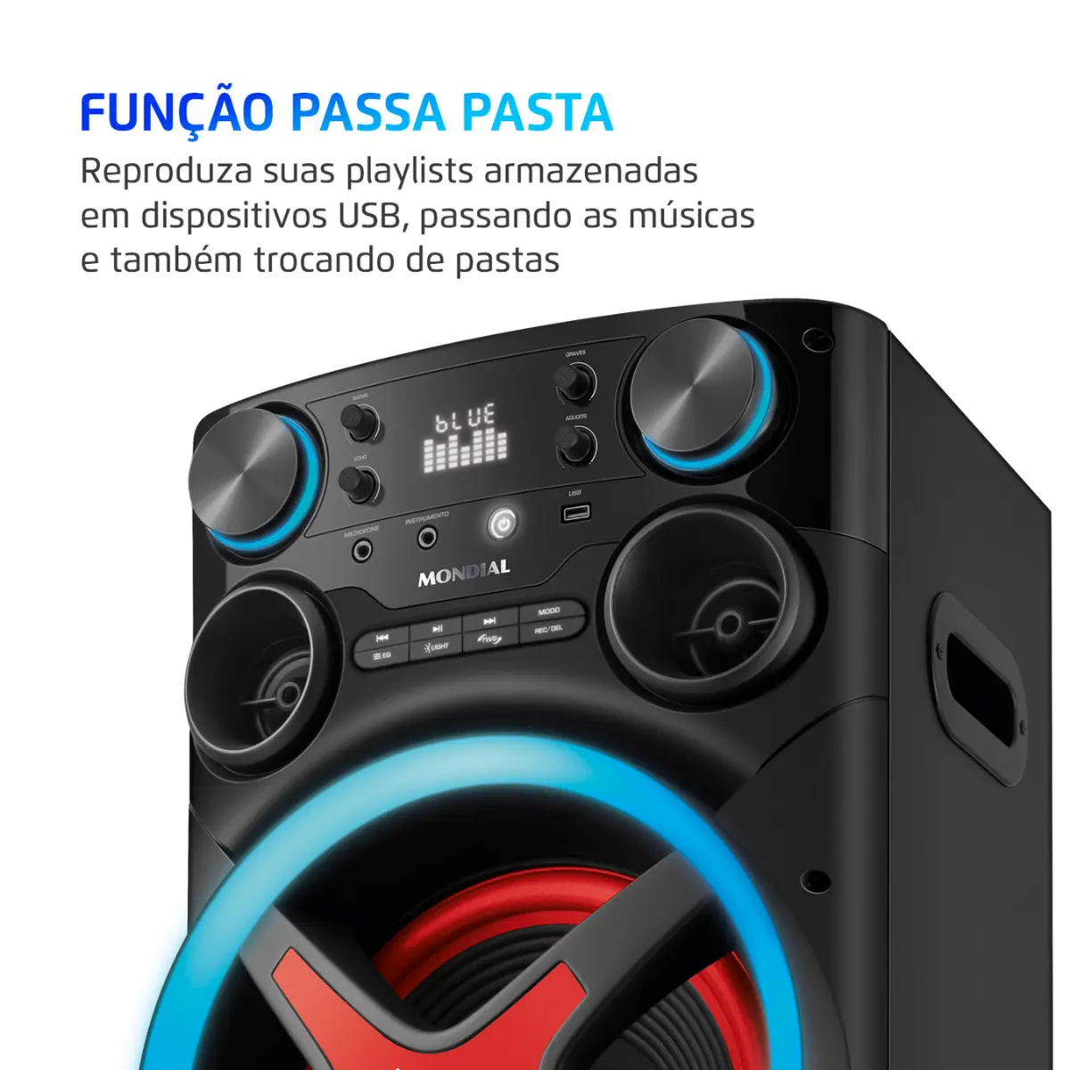 Torre de Som Amplificada Sound Rms Bluetooth, LED, 2200w TM-2200 Bivolt Preta - Mondial