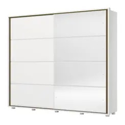 Roupeiro Cavic Casal com Espelho 2 Portas Deslizantes 6 Gavetas D209-05 Branco - Henn