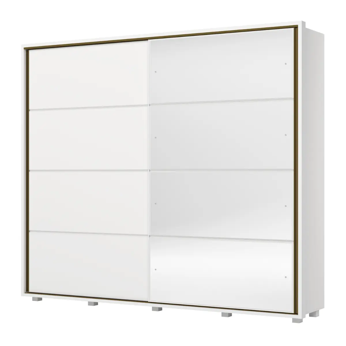 Roupeiro Cavic Casal com Espelho 2 Portas Deslizantes 6 Gavetas D209-05 Branco - Henn