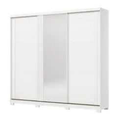 Roupeiro Fazano Casal com Espelho 3 Portas Deslizantes 6 Gavetas D324-05 Branco - Henn