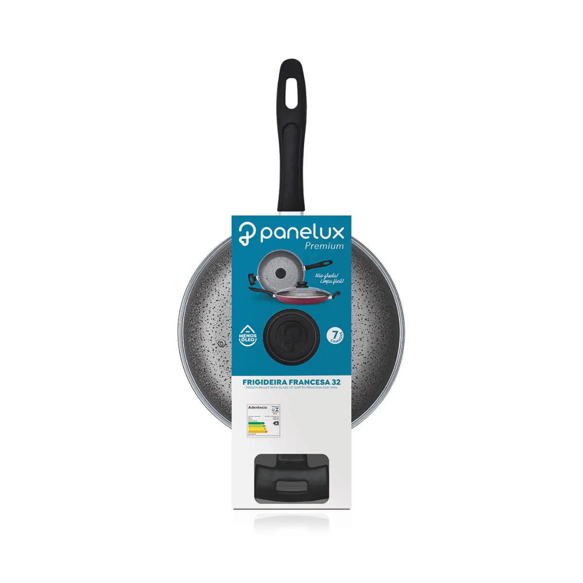 Frigideira Francesa Premium com Tampa de Vidro 32cm Cereja - Panelux
