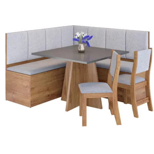 Conjunto de Mesa de Canto Malta com 02 Cadeiras Sol 31908[248886] Mel/Cinza/Linho - Viero