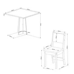 Conjunto de Mesa de Canto Malta com 02 Cadeiras Sol 31908[248886] Mel/Cinza/Linho - Viero