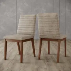 Conjunto de Mesa Fany com 06 Cadeiras Elena Tampo de Vidro 1.8 SE742-541 Nature/Off White/Creme - Henn