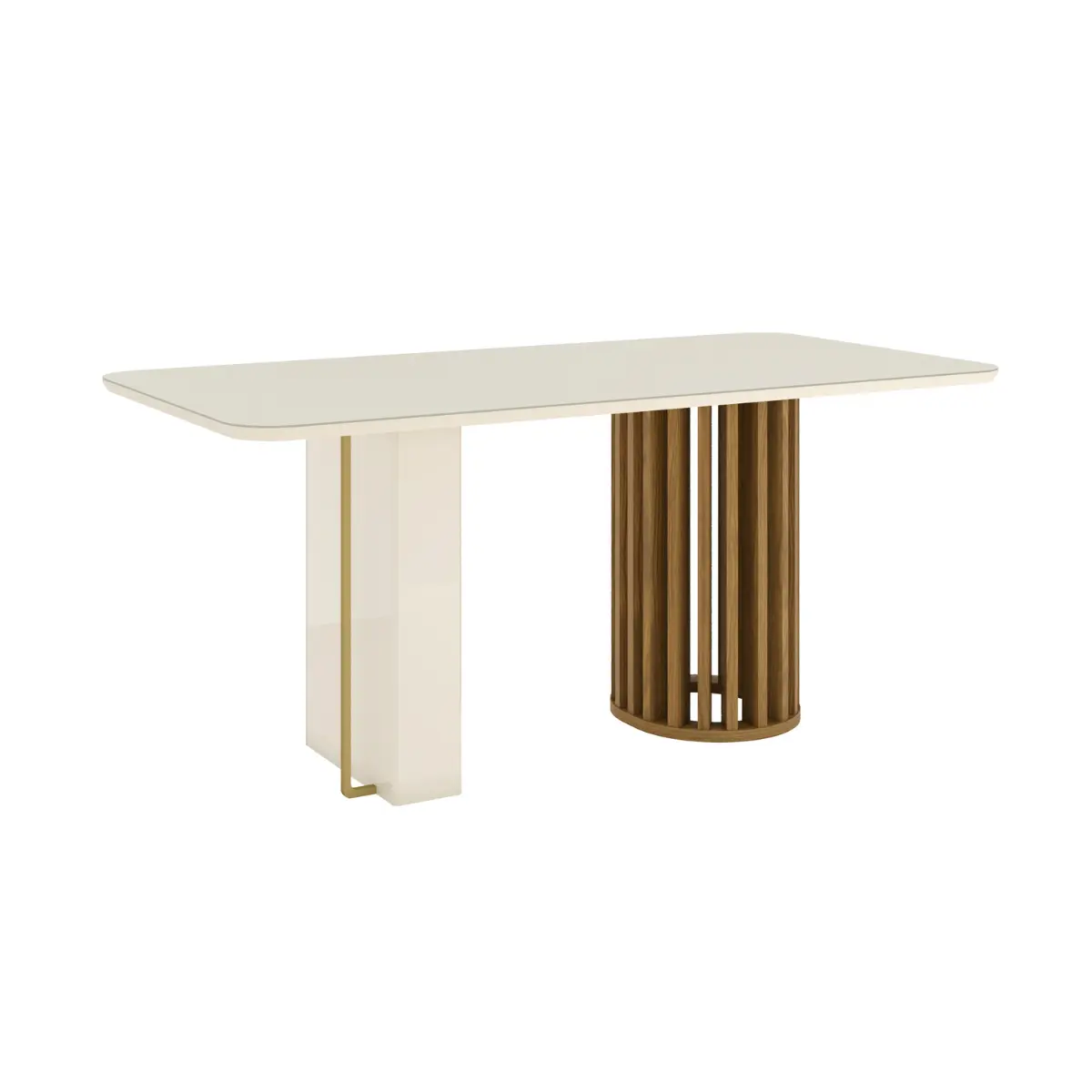 Conjunto de Mesa Fany com 06 Cadeiras Elena Tampo de Vidro 1.8 SE742-541 Nature/Off White/Creme - Henn