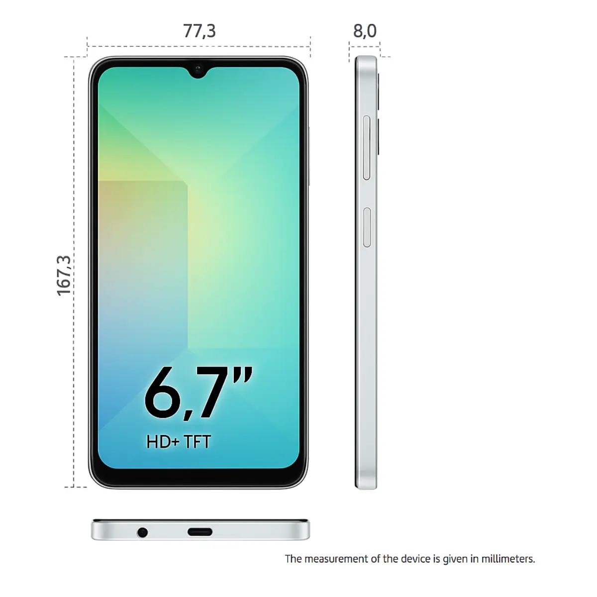 Smartphone Galaxy A06 4G 128GB 4GB RAM Dual Chip Câmera Traseira 50+2MP Frontal 8MP Tela 6,7" Android Branco - Samsung