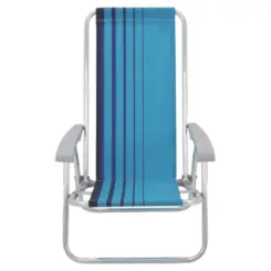 Cadeira de Praia Bali Reclinável Baixa em Alumínio com Assento 92900102 Azul/Azul Claro - Tramontina