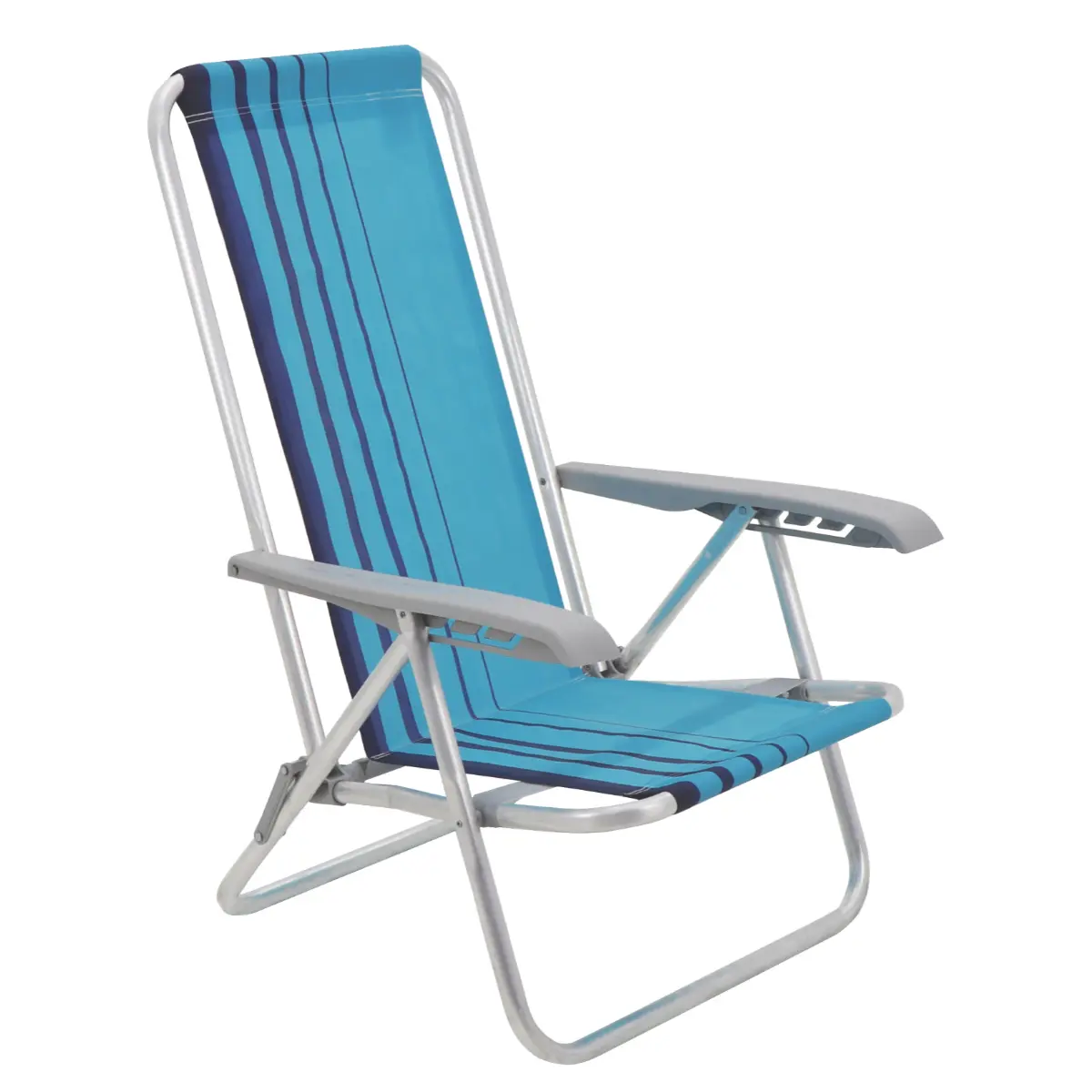 Cadeira de Praia Bali Reclinável Baixa em Alumínio com Assento 92900102 Azul/Azul Claro - Tramontina