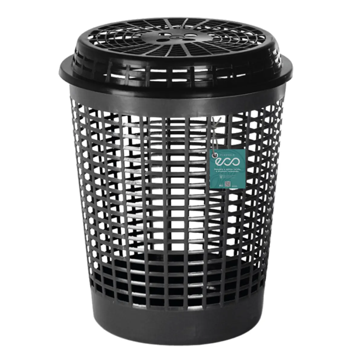Cesto de Roupas Plástico Recycle Telado 55L Preto - Plasvale