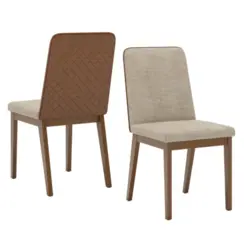 Conjunto de Mesa Olivia com 08 Cadeiras Pietra 2.0 Tampo de Vidro SE743-544 Nature/Off White/Creme - Henn