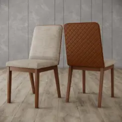 Conjunto de Mesa Olivia com 08 Cadeiras Pietra 2.0 Tampo de Vidro SE743-544 Nature/Off White/Creme - Henn