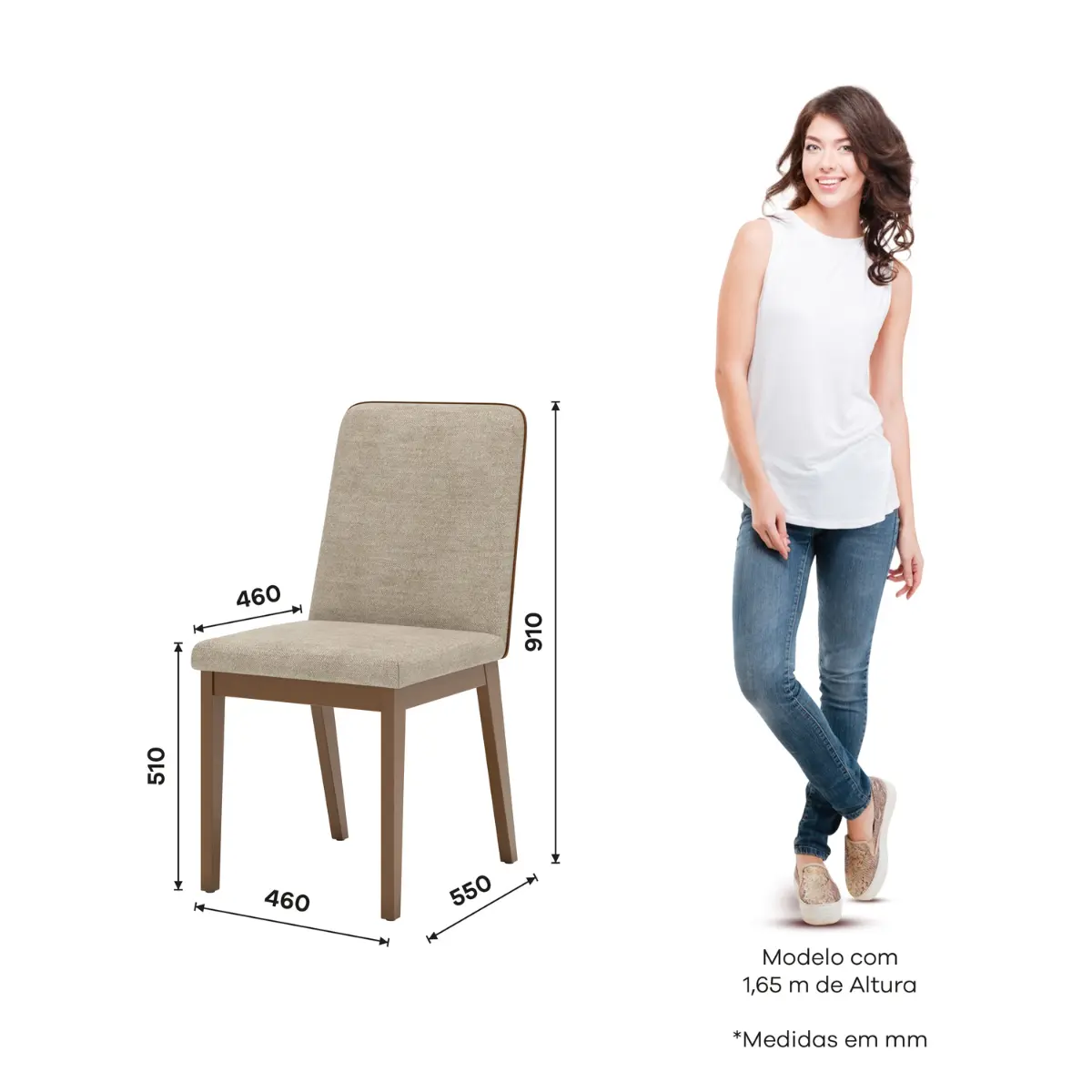 Conjunto de Mesa Olivia com 08 Cadeiras Pietra 2.0 Tampo de Vidro SE743-544 Nature/Off White/Creme - Henn