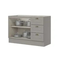 Balcão Americana com 02 Portas 03 Gavetas 1.2 Modulado C353-131 Cinza - Henn