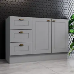 Balcão Americana com 02 Portas 03 Gavetas 1.2 Modulado C353-131 Cinza - Henn