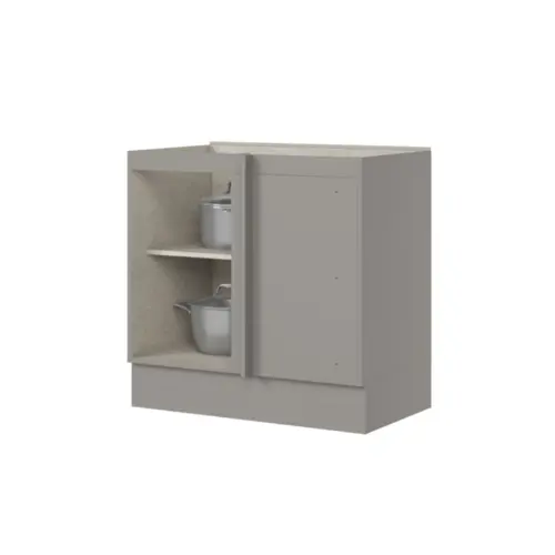 Balcão Americana com 01 Porta Canto Reto Modulado C361-131 Cinza - Henn