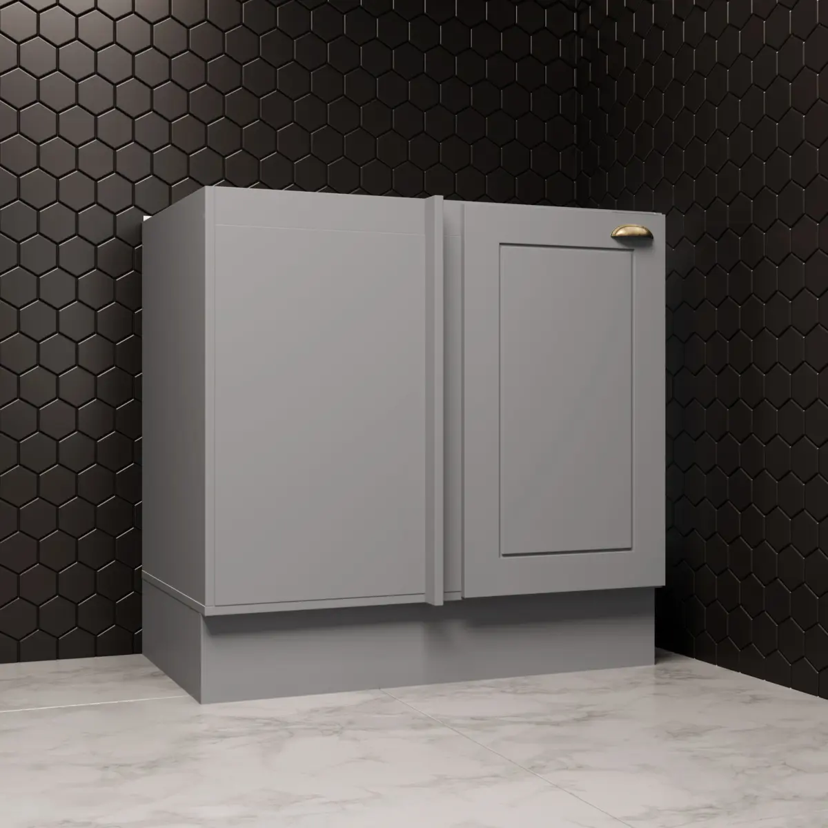 Balcão Americana com 01 Porta Canto Reto Modulado C361-131 Cinza - Henn