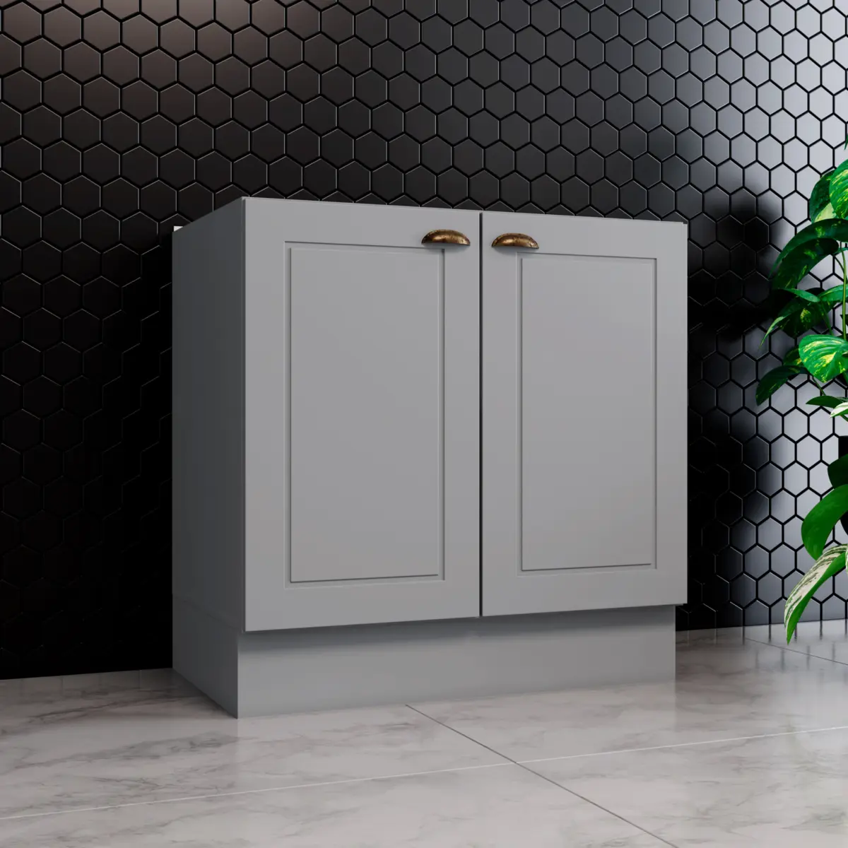 Balcão Americana com 02 Portas 80cm Modulado C355-131 Cinza - Henn