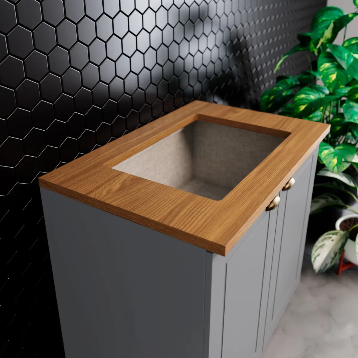 Tampo de Balcão Americana para Cooktop 80cm Modulado C908-128 Nature - Henn