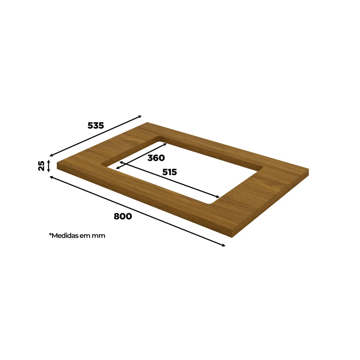 Tampo de Balcão Americana para Cooktop 80cm Modulado C908-128 Nature - Henn