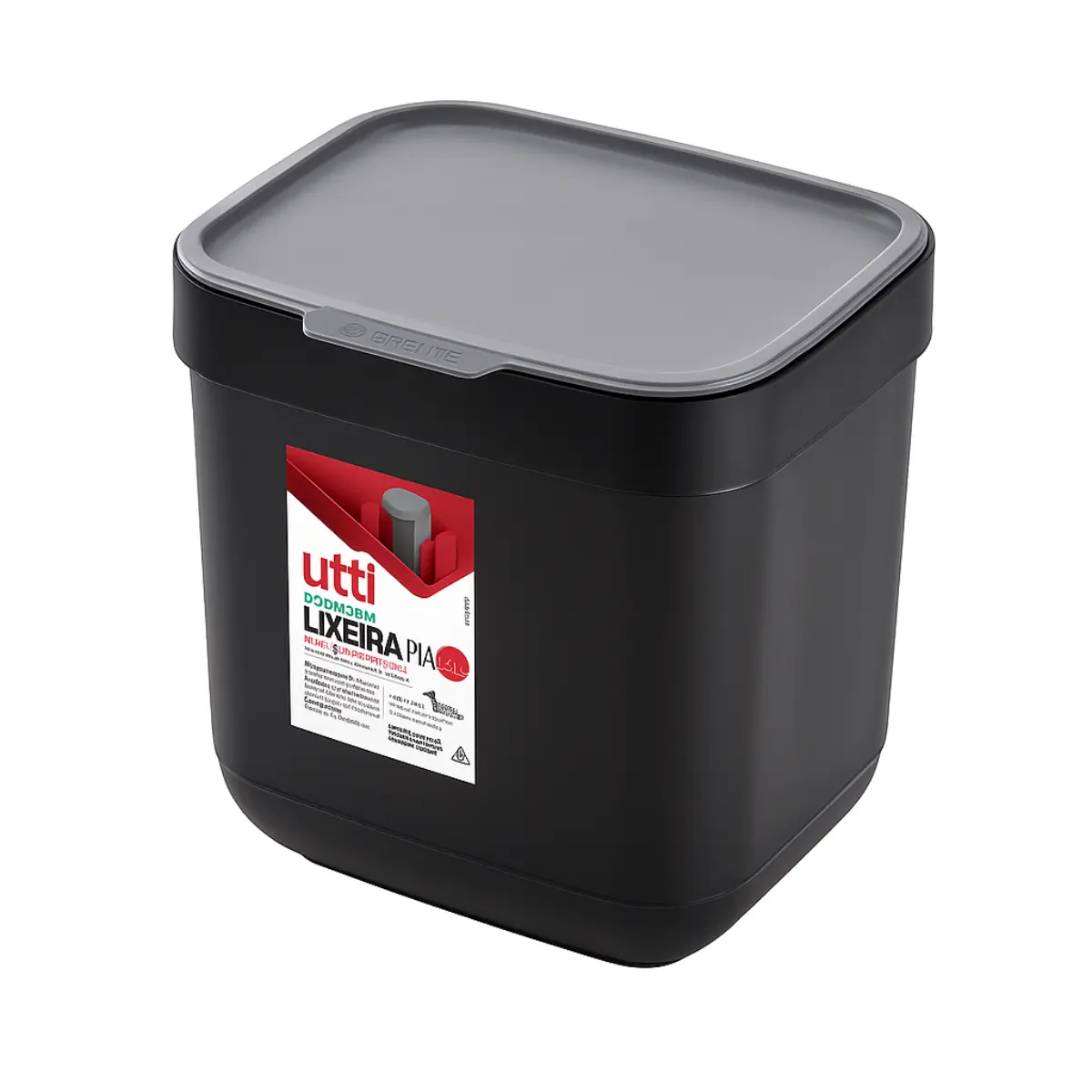 Lixeira Plástica Utti para Pia 3L OR45820 Preto Fumê - Ordene